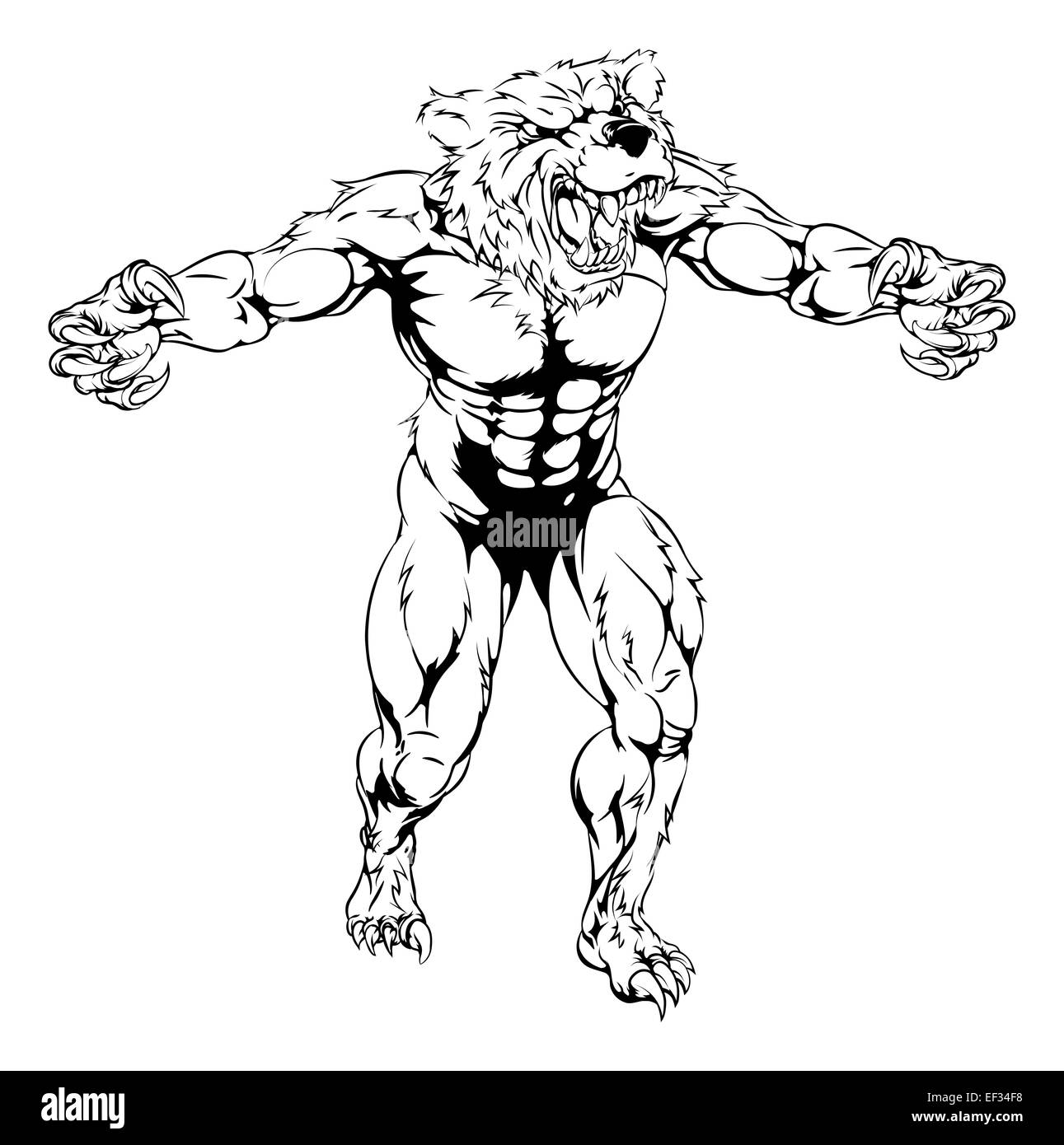 Ein Beispiel für ein Bär beängstigend Sport Maskottchen mit Krallen aus Stockfoto