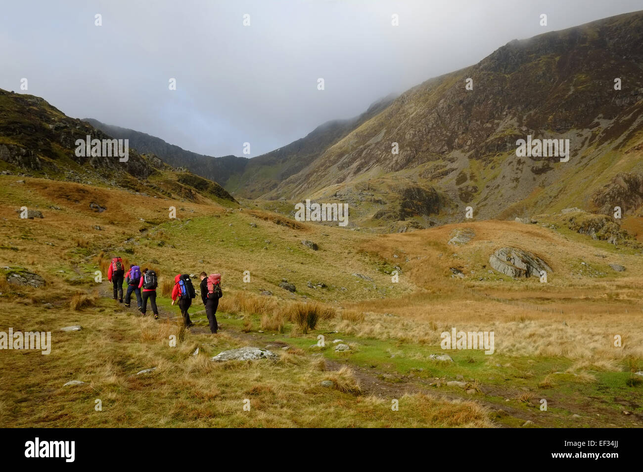 Im Winter geht es auf Cadair Idris Stockfoto