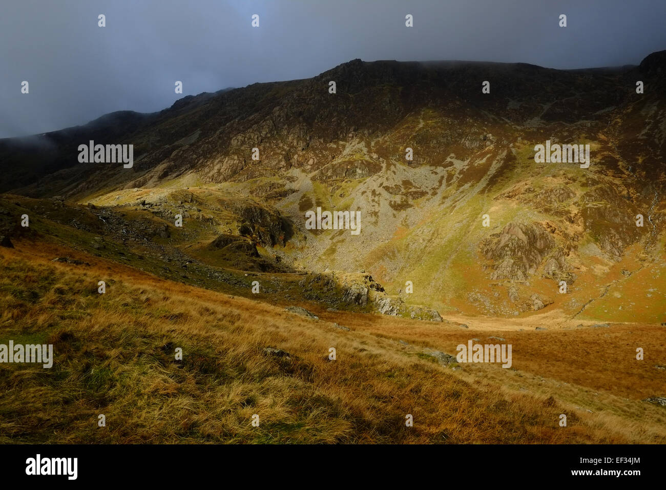 Im Winter geht es auf Cadair Idris Stockfoto