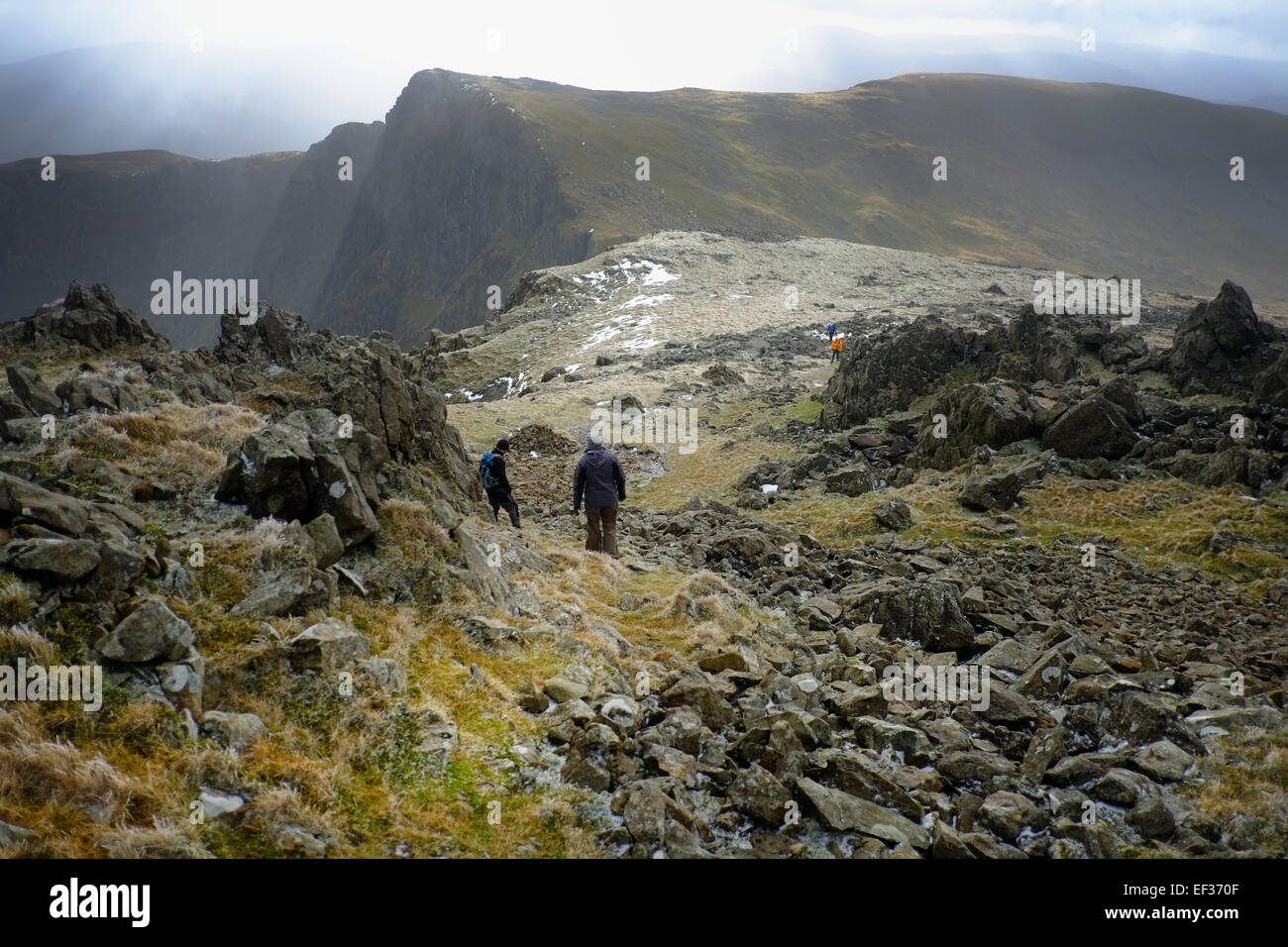 Im Winter geht es auf Cadair Idris Stockfoto