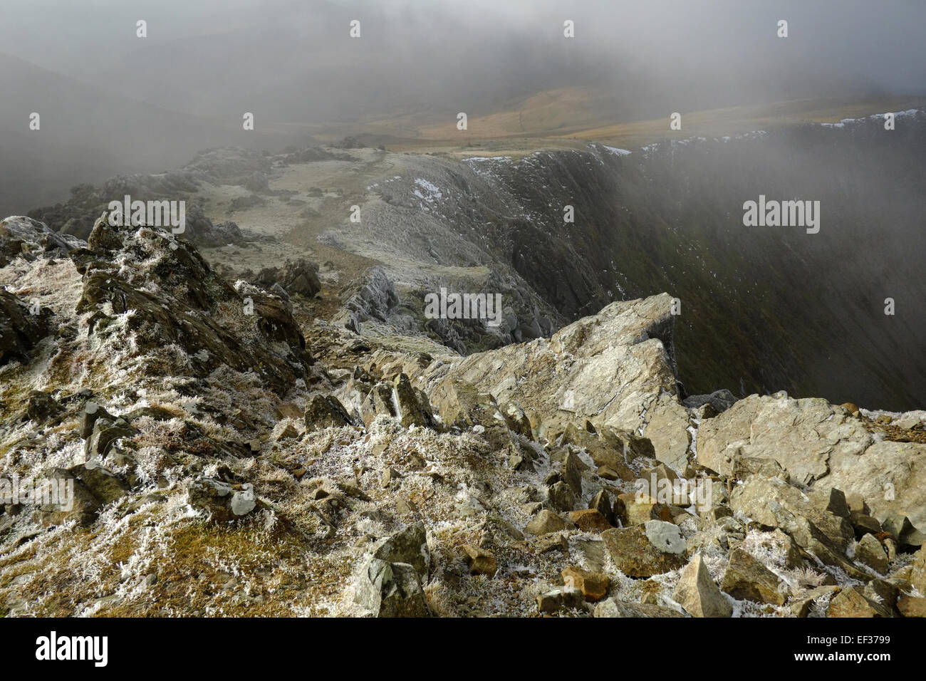 Im Winter geht es auf Cadair Idris Stockfoto