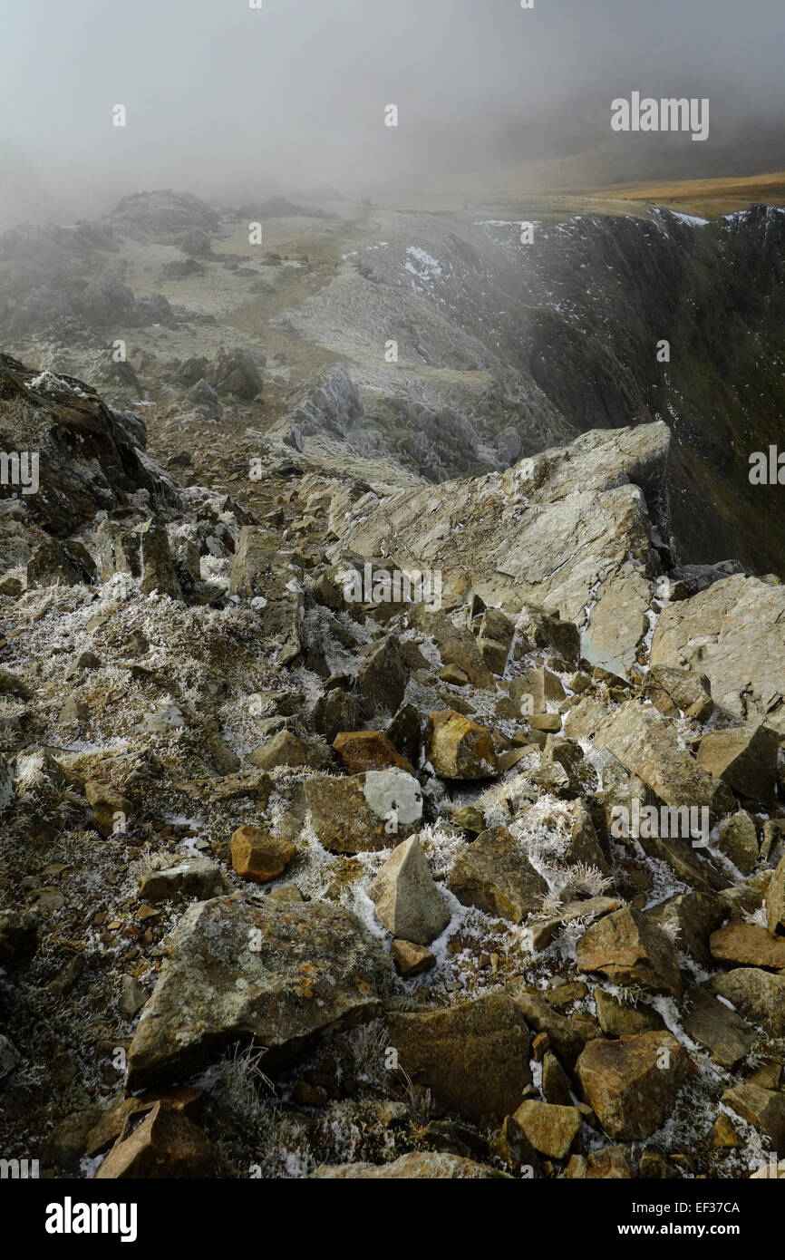 Im Winter geht es auf Cadair Idris Stockfoto