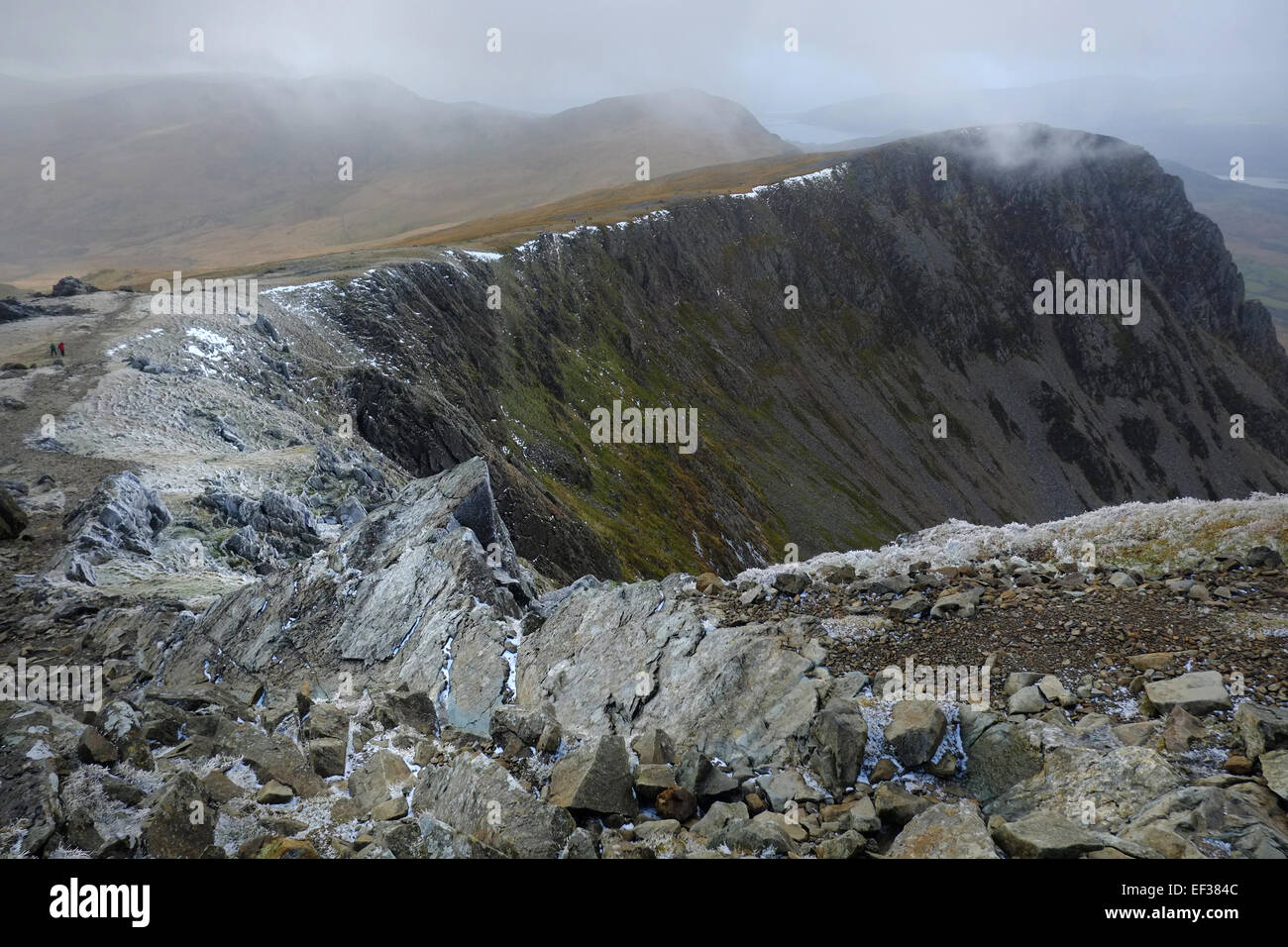 Im Winter geht es auf Cadair Idris Stockfoto