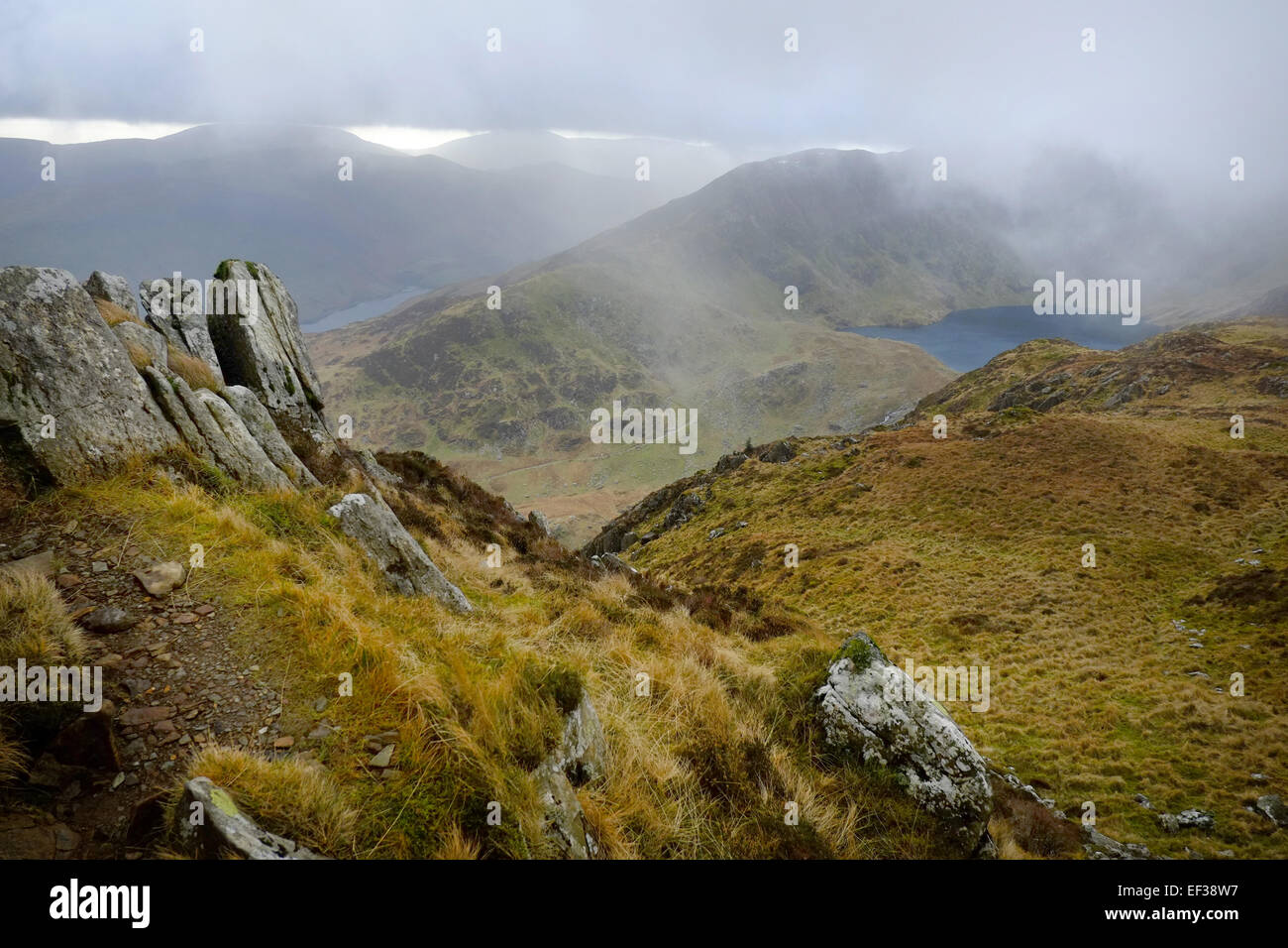 Im Winter geht es auf Cadair Idris Stockfoto