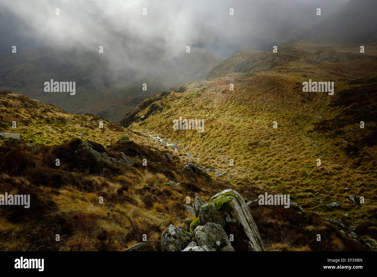 Im Winter geht es auf Cadair Idris Stockfoto