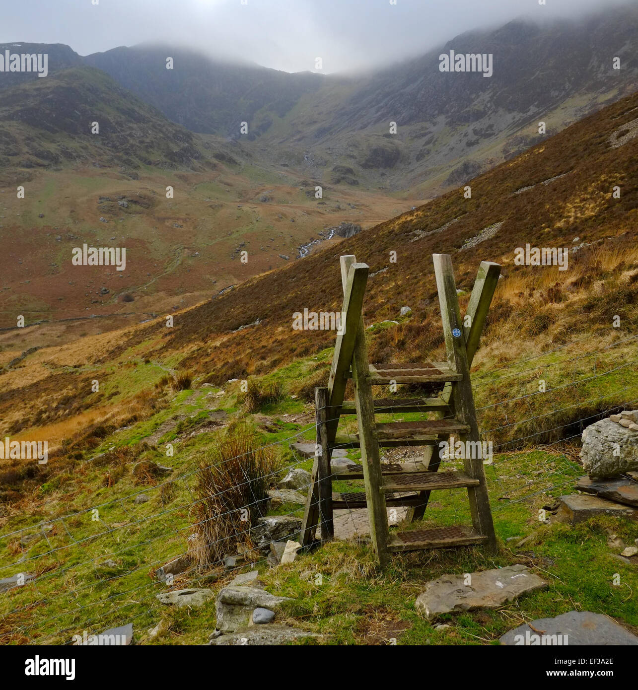 Im Winter geht es auf Cadair Idris Stockfoto