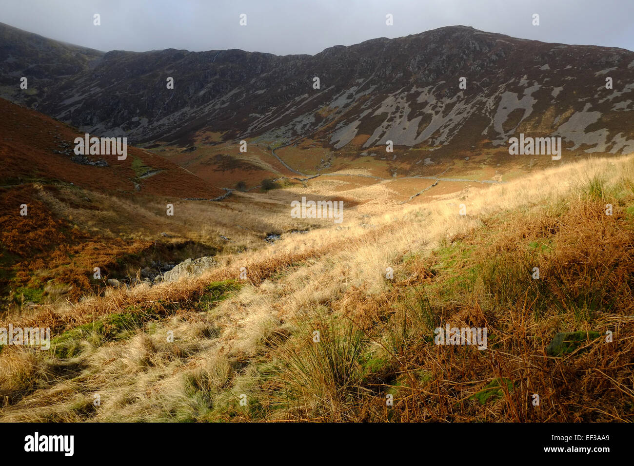 Im Winter geht es auf Cadair Idris Stockfoto