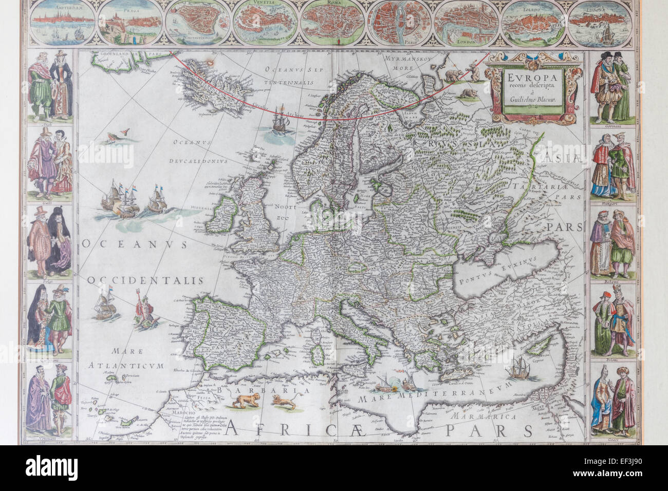 17. Jahrhundert Landkarte von Europa durch Blaeuw Stockfoto