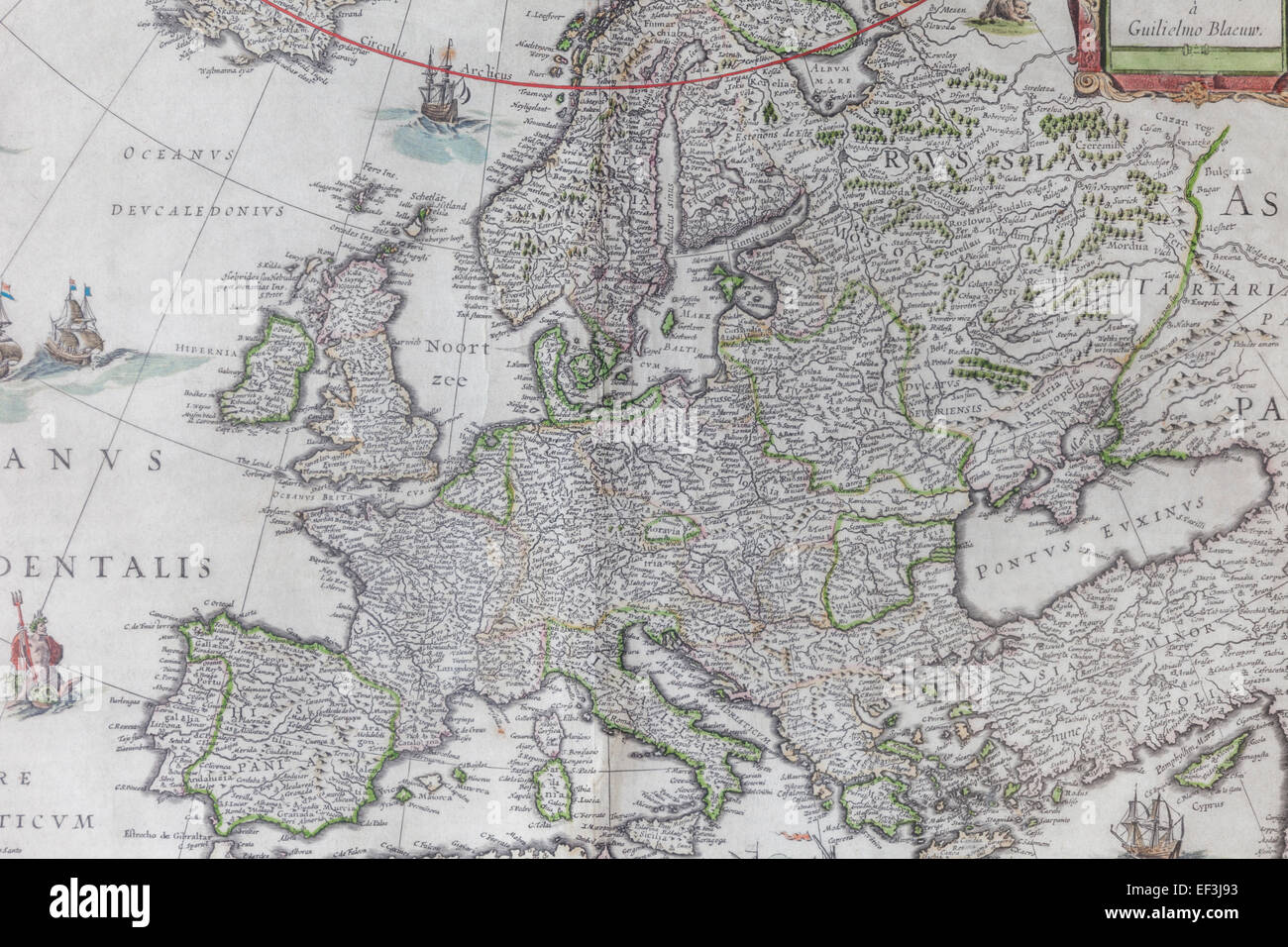17. Jahrhundert Landkarte von Europa durch Blaeuw Stockfoto