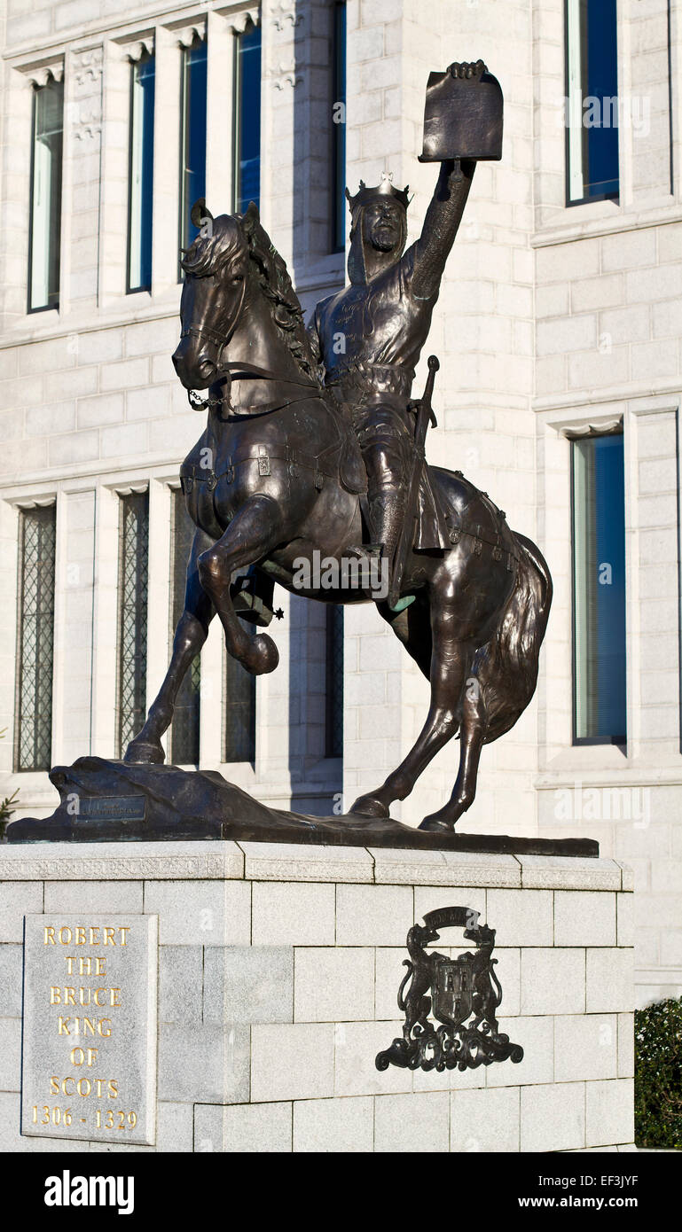 Statue von König Robert the Bruce (König der Schotten), außerhalb Marischal College in Aberdeen Stadtrat Headquarter, Schottland Stockfoto