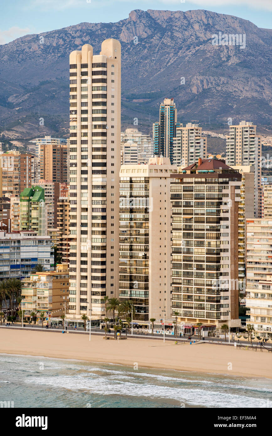 Die Skyline von Benidorm an der Costa Blanca Stockfoto