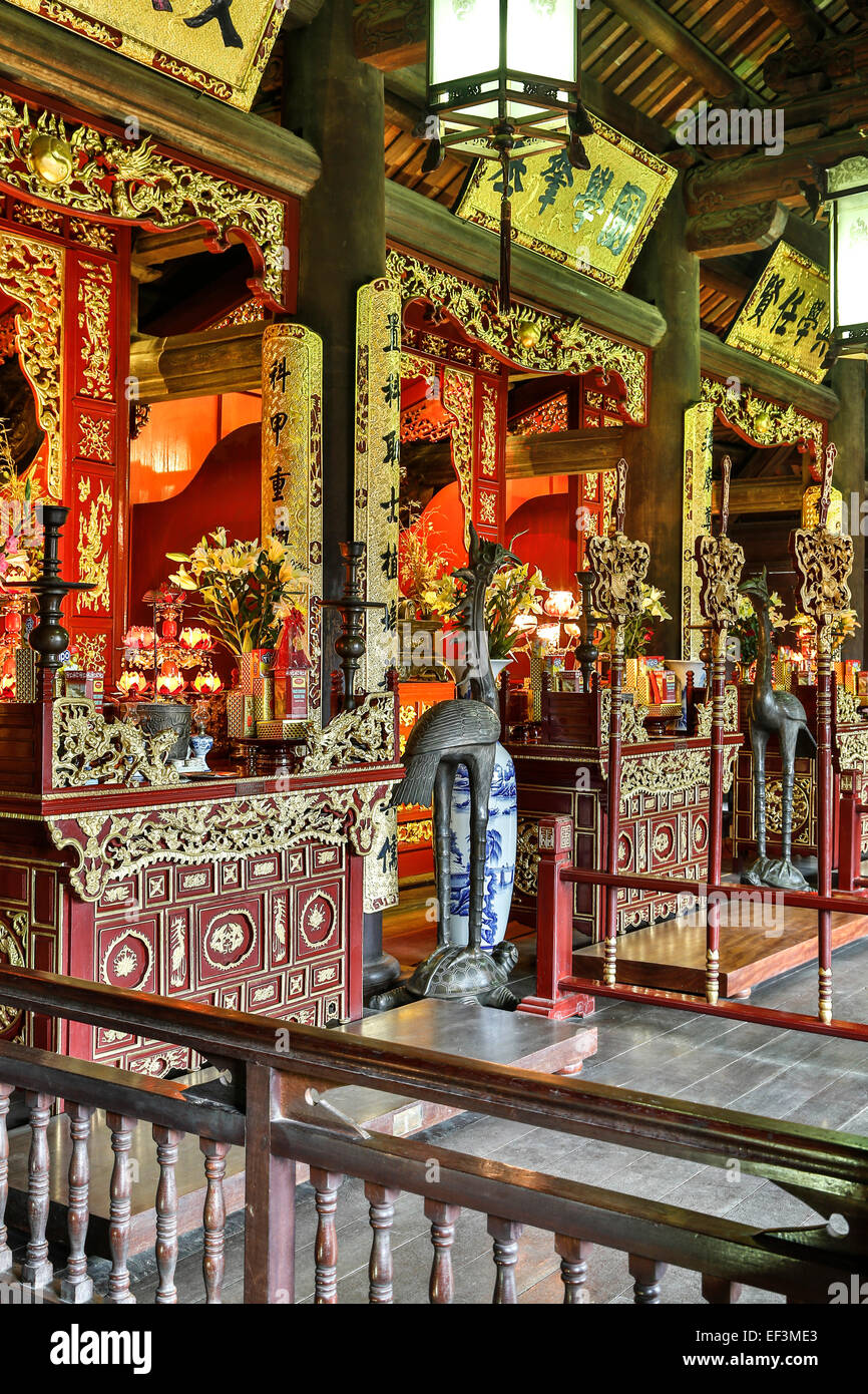 Halle widmet sich drei einflussreichen Herrscher in der Geschichte der kaiserlichen Akademie, Temple of Literature, Hanoi, Vietnam Stockfoto