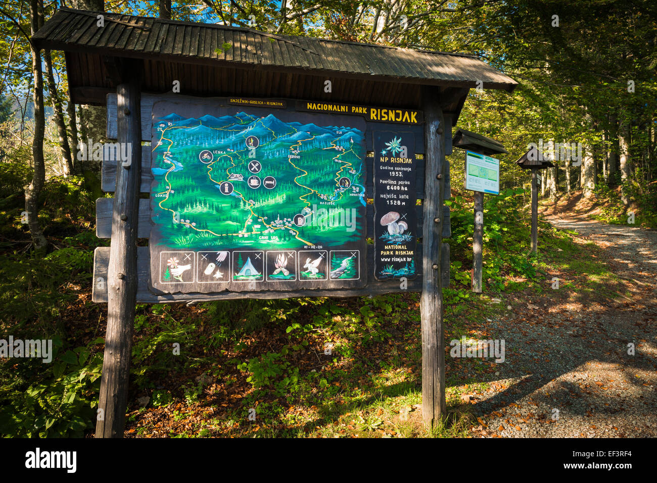 Pistenplan Park, Nationalpark Risnjak, Kroatien Stockfoto