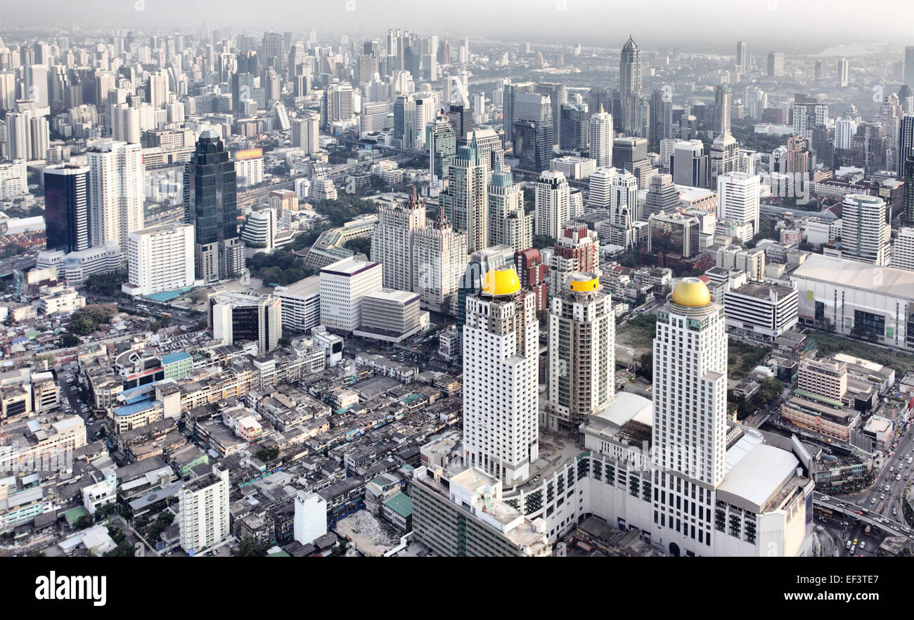 Blick von oben auf die Stadt Bangkok, Thailand. Stockfoto