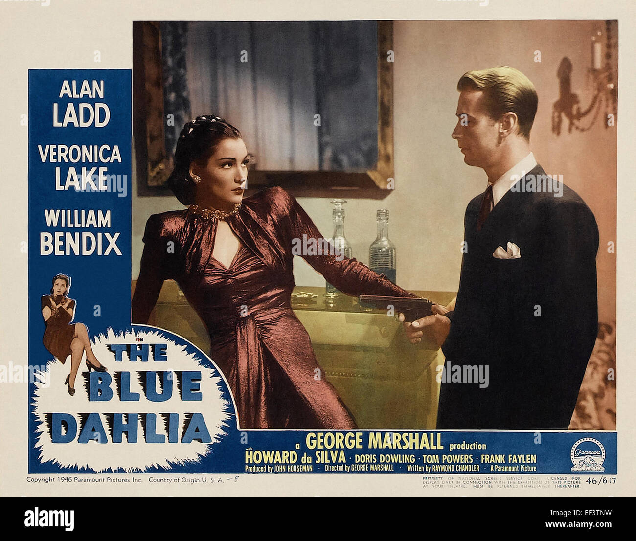 Die blaue Dahlie - Veronica Lake, Alan Ladd - Filmplakat Stockfoto