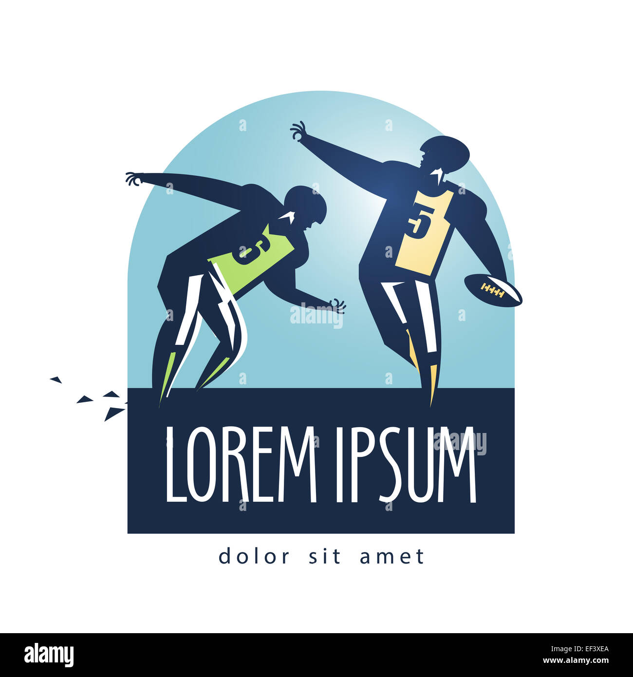 Fußball-Vektor-Logo-Design-Vorlage. Symbol für Sport oder Spiel. Stockfoto