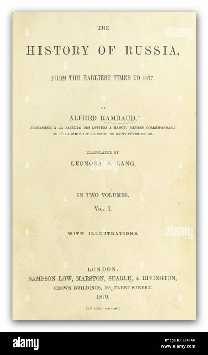 RAMBAUD(1879) die Geschichte Russlands (Vol. 1) Stockfoto