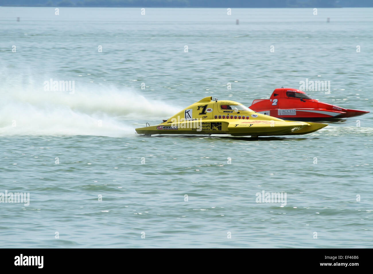 Boot-Y7 und Y2. Klasse Y, 1,5 Liter geändert Wasserflugzeug.  Bootsrennen. American Power Boat Association (APBA) sanktionierten Event. Stockfoto