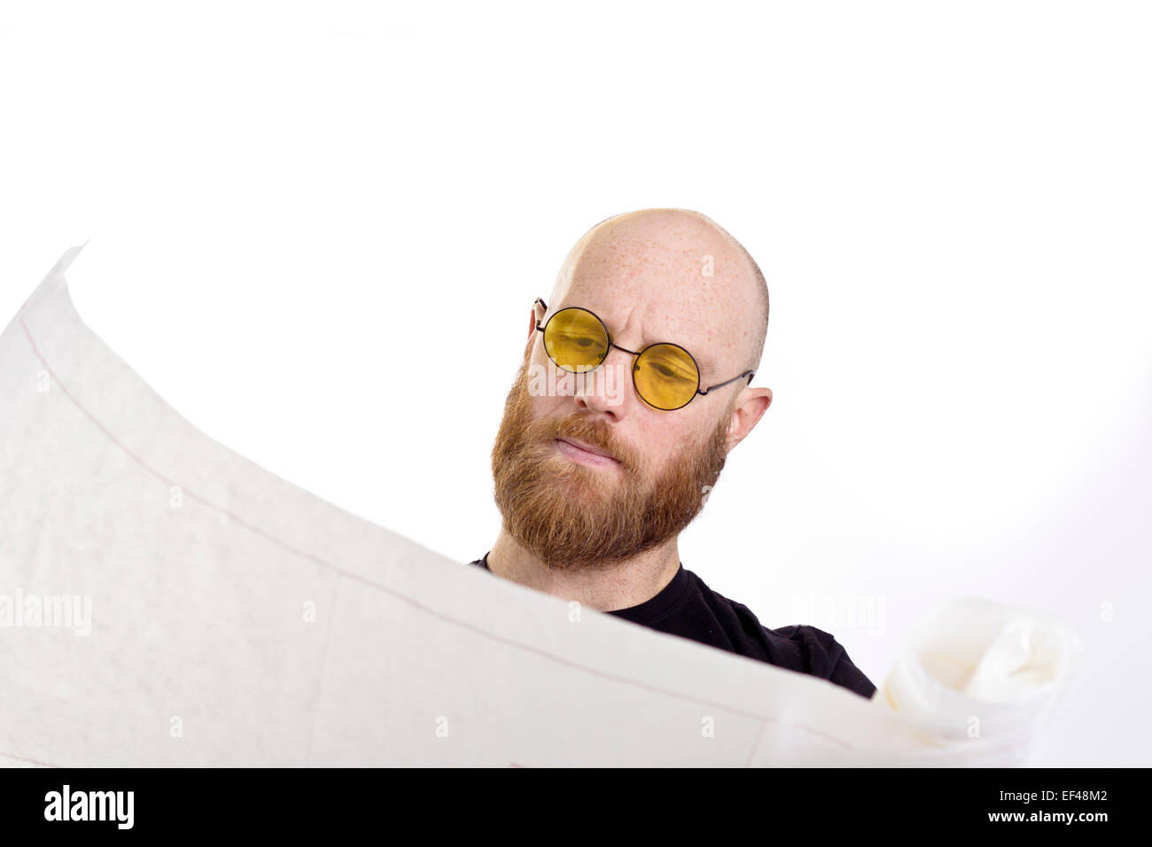 konzentrieren Sie sich auf Arbeit isoliert auf weißem Hintergrund Stockfoto