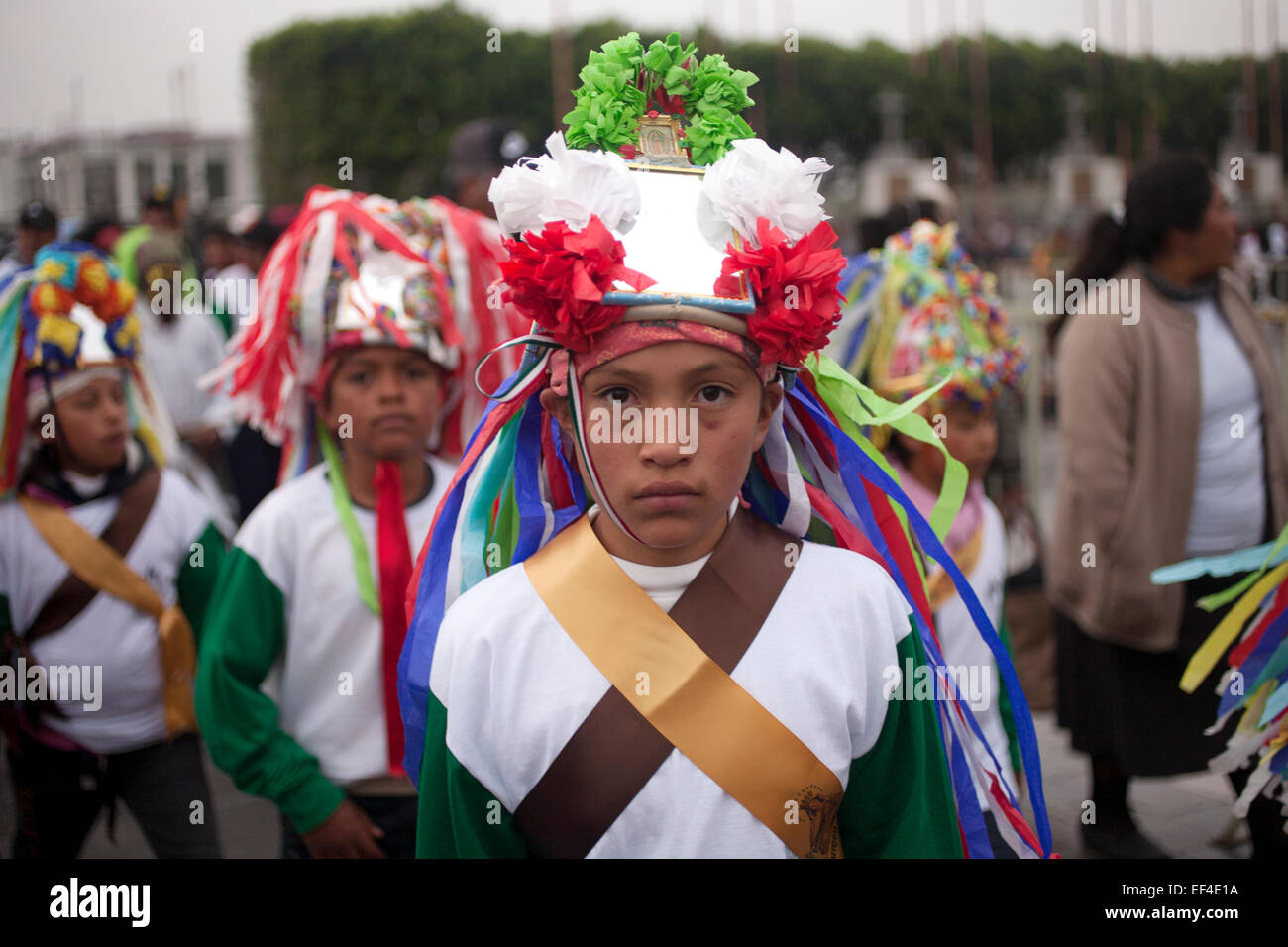 Tänzerinnen aus Mancuerna, Tepeyahualco, Puebla, Danza de Los Negritos (Tanz der Pickaninny) während der jährlichen Stockfoto