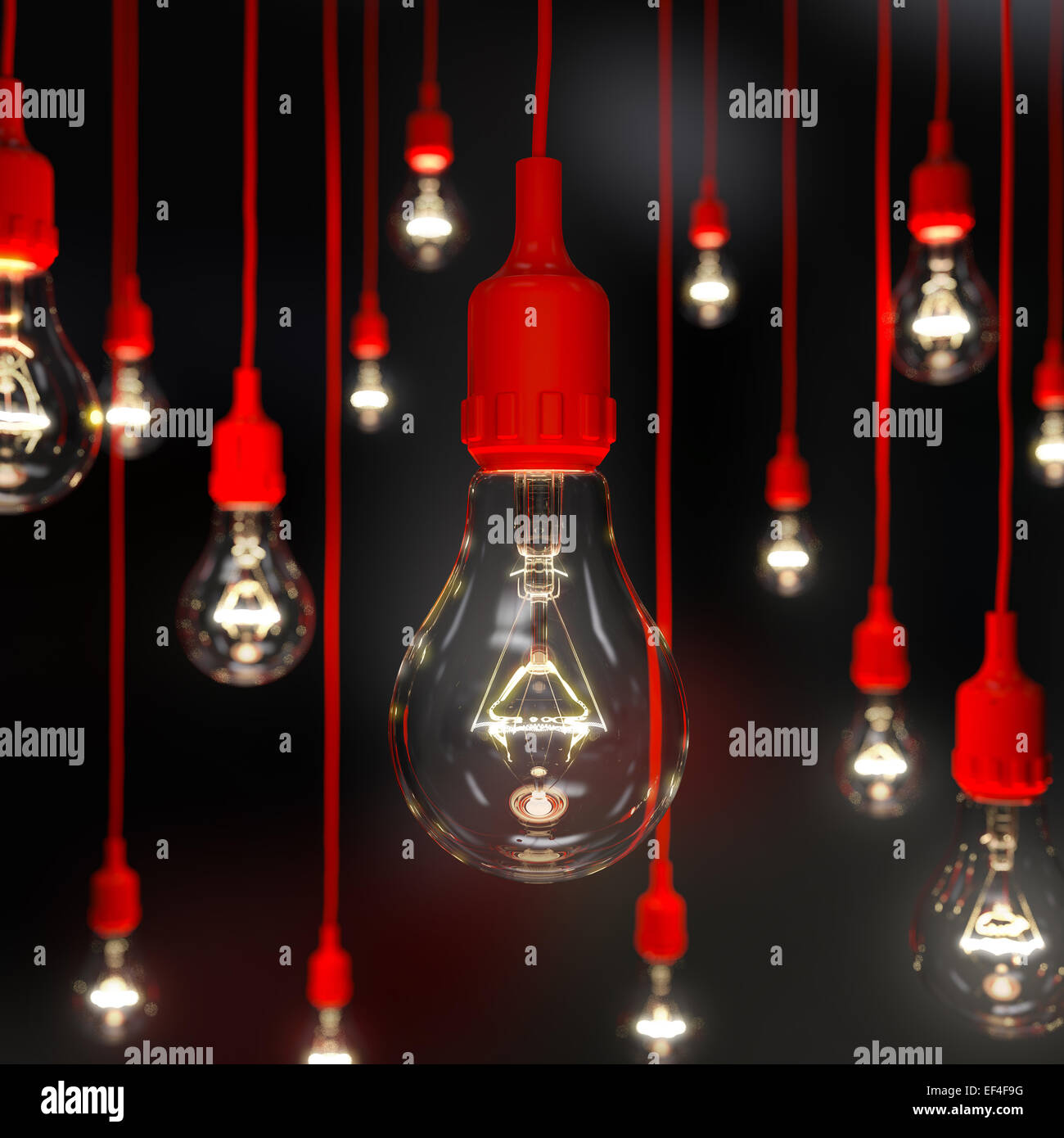 3D Render Glühbirne beleuchtet mit soft focus Stockfoto