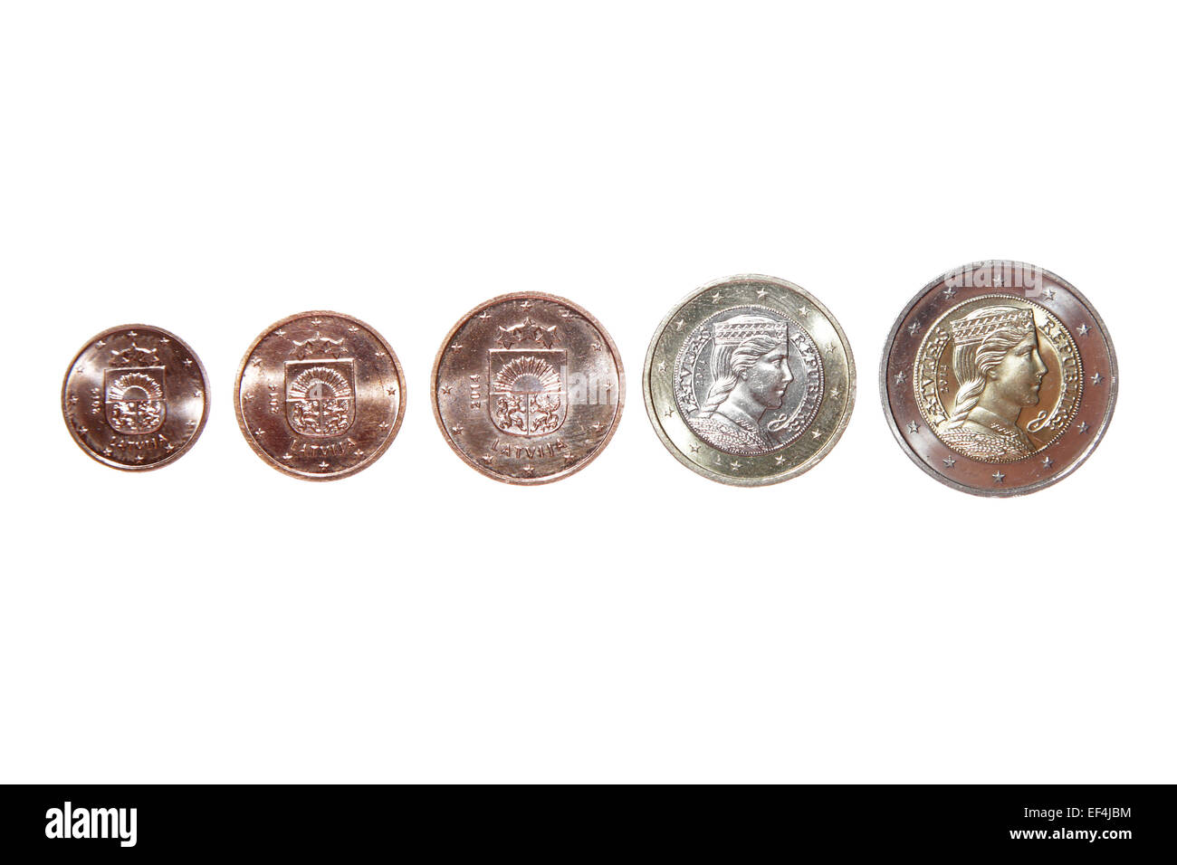 neue zwei Cent Milda reverse Lettische Republik Euro Münze Geld Sammlung isoliert Metall-Währung finanzieren Europäische Währungsunion ro Stockfoto
