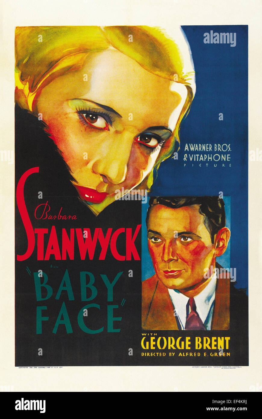 Baby Face - Barbara Stanwyck - Filmplakat Stockfoto