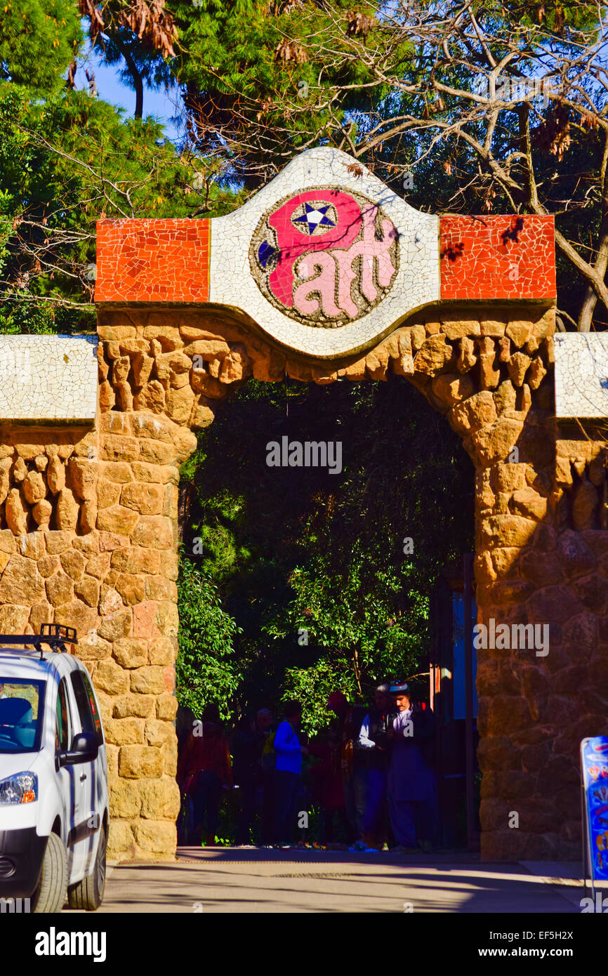 Eingang. Park Güell. Barcelona, Katalonien, Spanien. Stockfoto Eingang. Park Güell. Barcelona, Katalonien, Spanien. Stockfoto