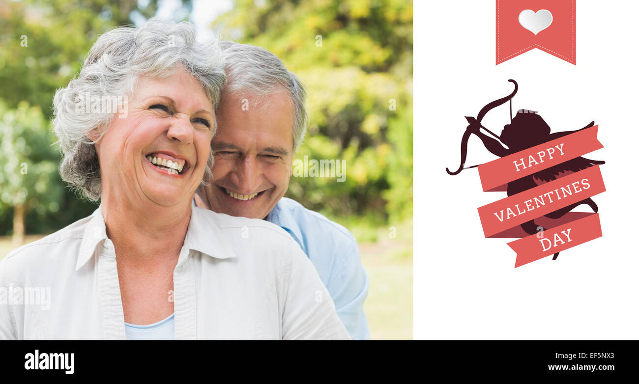 Zusammengesetztes Bild glücklich älteres paar lachen Stockfoto