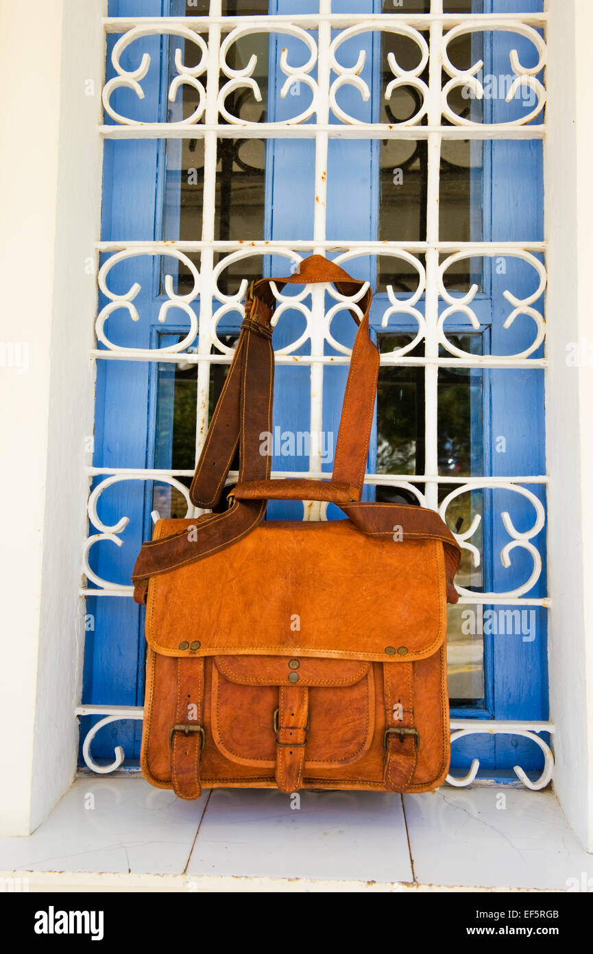 Ledertasche, Ibiza, Spanien Stockfoto