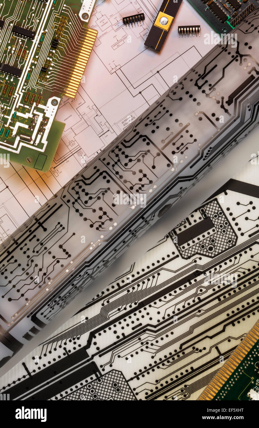 Elektronik - Design von Leiterplatten Stockfoto