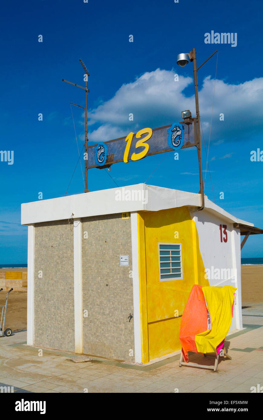 Strand, Rimini, Italien Stockfoto