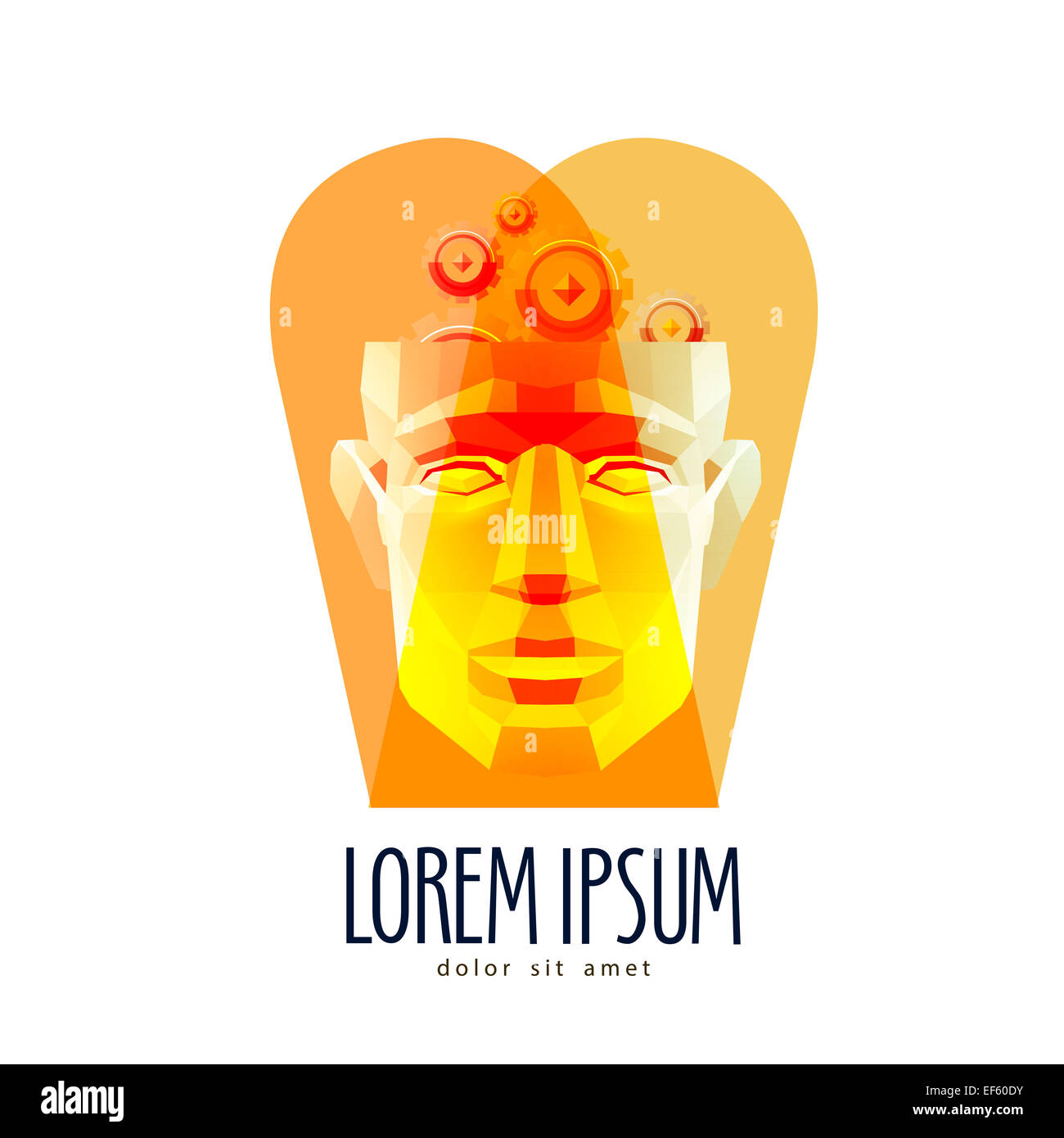 Vektor-Logo-Design-Vorlage-Ausrüstung. Gedanken oder Bildung-Symbol. Stockfoto