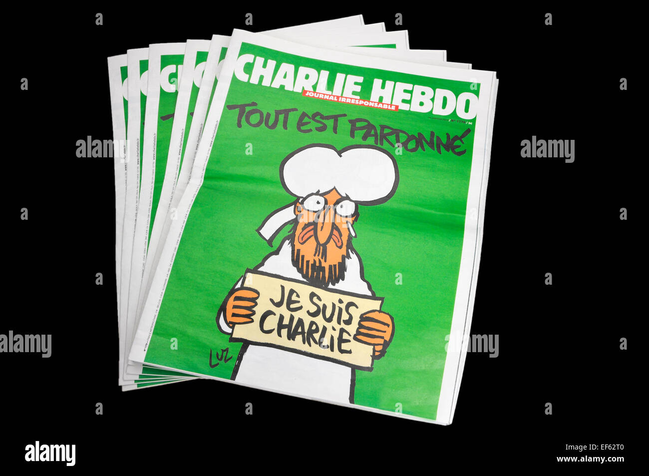 Belfast, Nordirland. 27. Januar 2015 - Vertrieb von Charlie Hebdo #1178, überschreiten die Überlebenden Edition (der 7. Januar 2015 shooting in Paris) 7 Millionen weltweit, wie es auf Verkauf in Irland geht. Bildnachweis: Stephen Barnes/Alamy Live-Nachrichten Stockfoto
