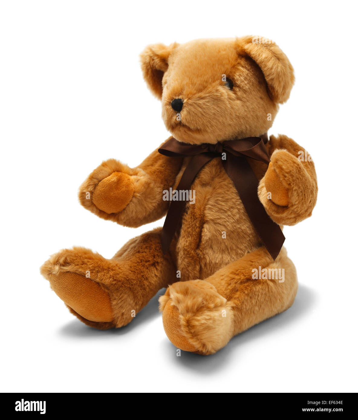 Braun Spielzeug Teddybär mit Schleife, Isolated on White Background. Stockfoto