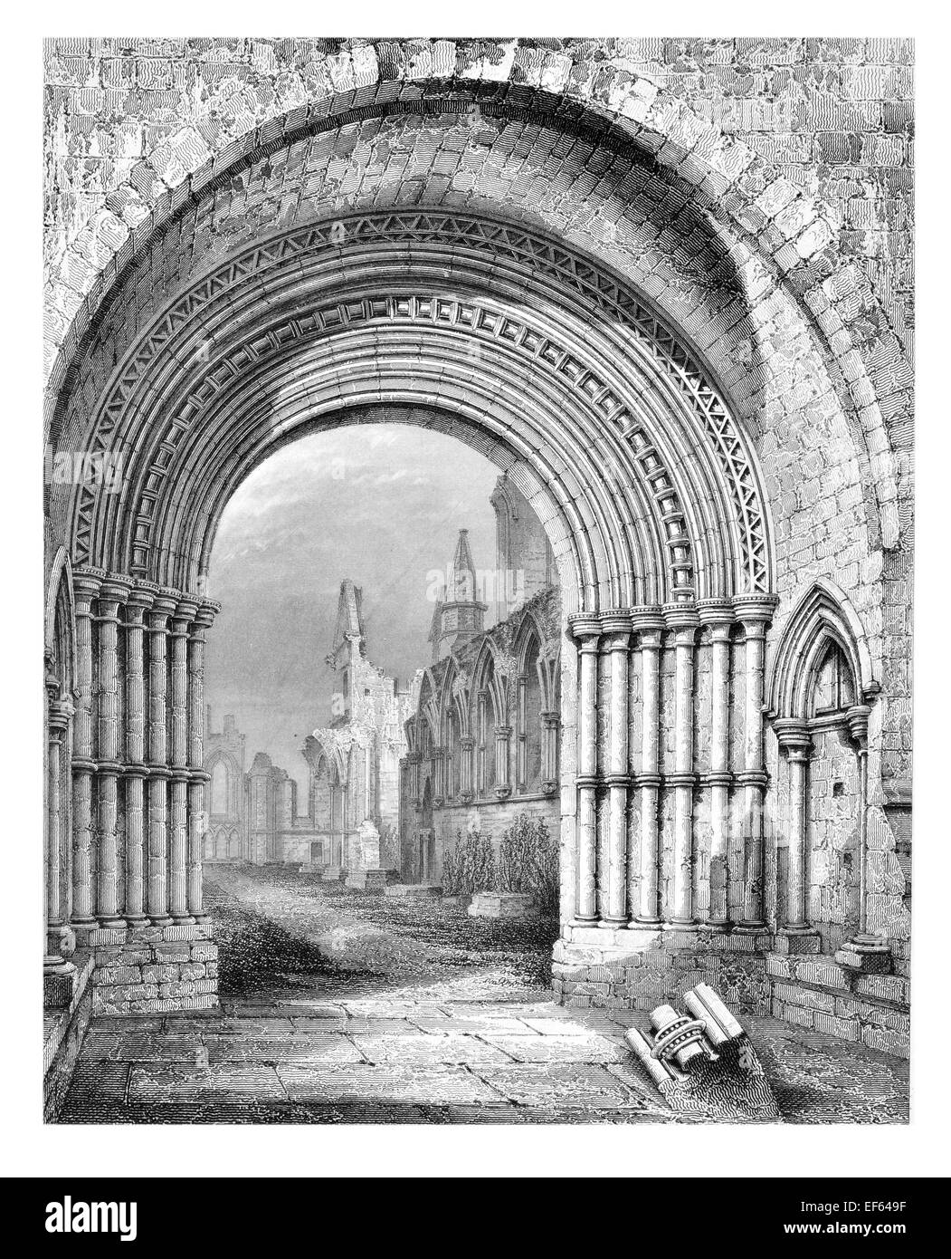 1852 westlichen Eingang Aberbrothoc Abtei Stockfoto