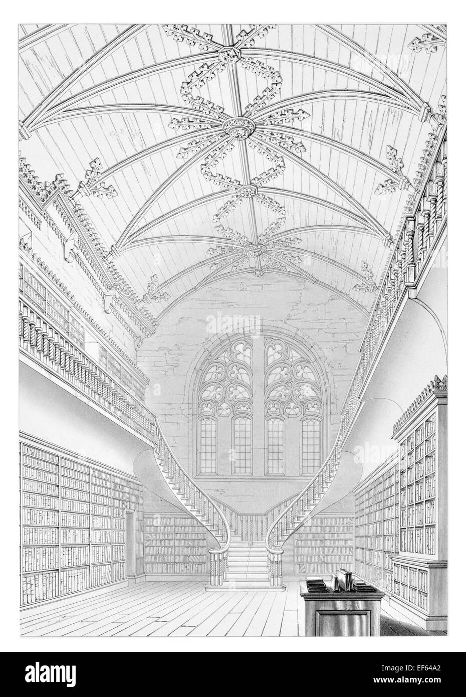 1852 Kings College Aberdeen University Library Interieur Stockfoto