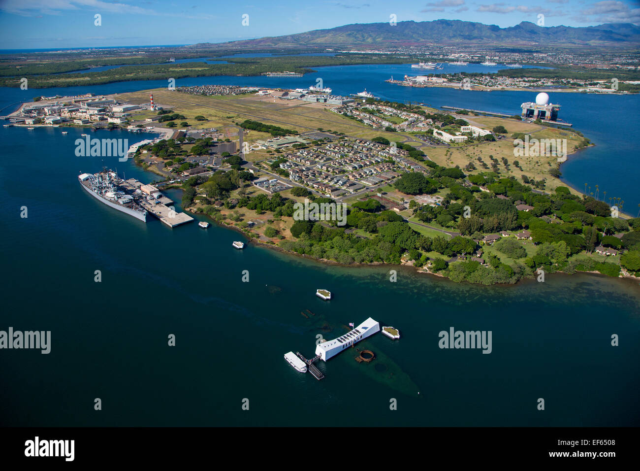 USS Arizona Memorial, Pearl Harbor, Oahu, Hawaii Stockfoto