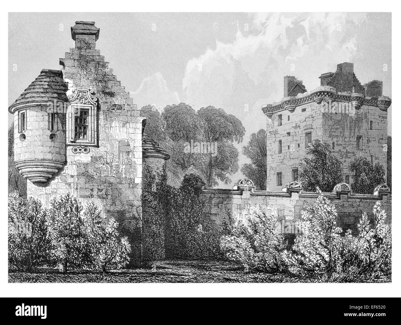 1852 Edzell Castle Forfar Brechin Angus Ruine Stockfoto