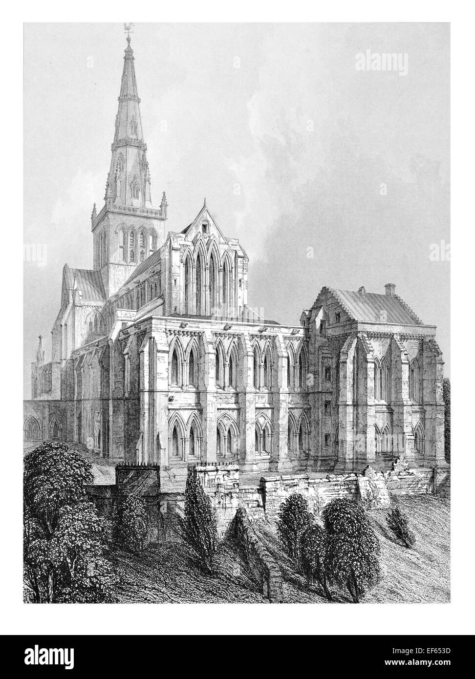 1852 Glasgow Cathedral High Kirk Stadt mittelalterlichen römisch-katholischen, jetzt evangelische Kirche Stockfoto