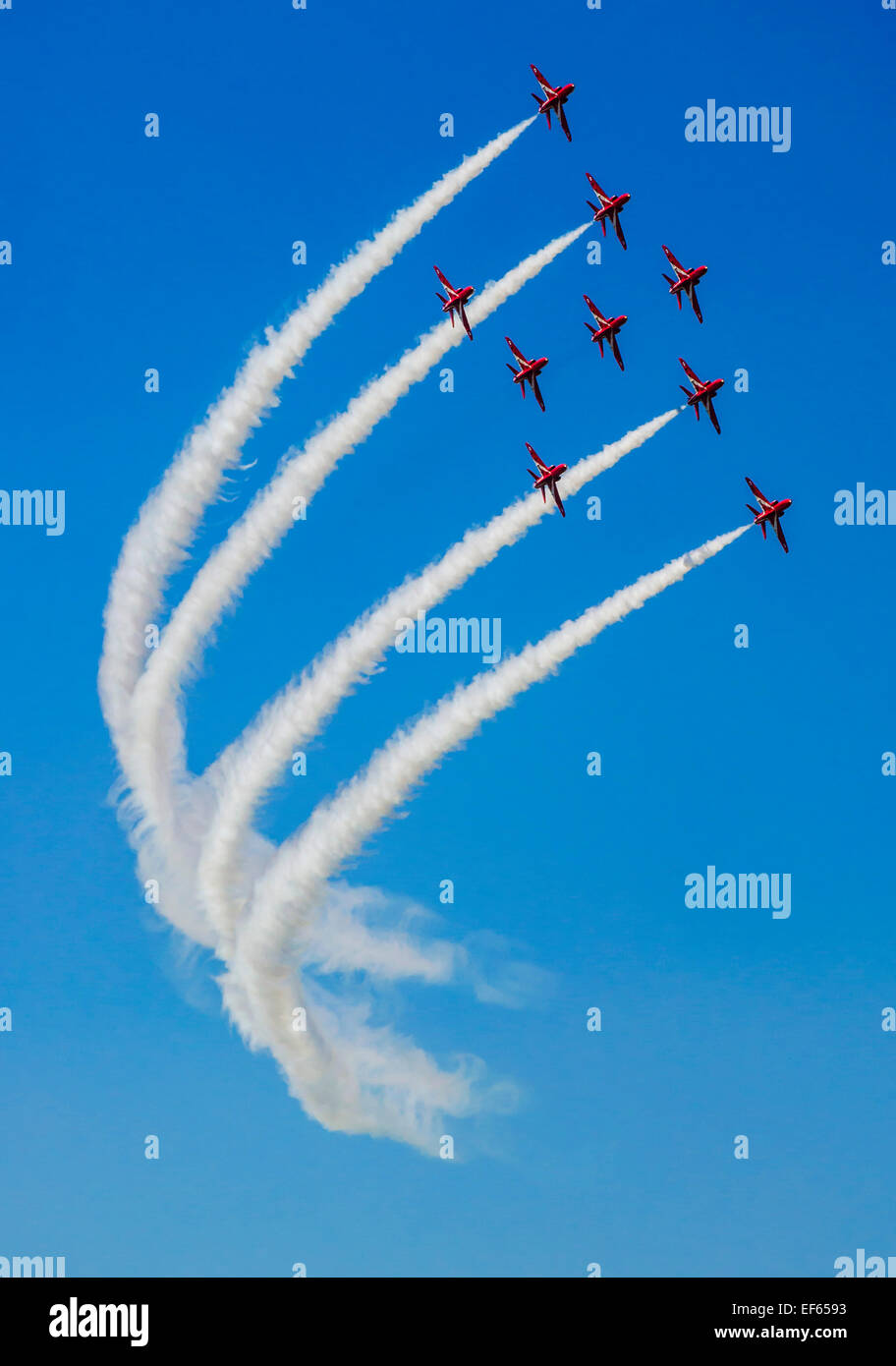Kunstflugstaffel der Royal Air Force, die roten Pfeile Stockfoto