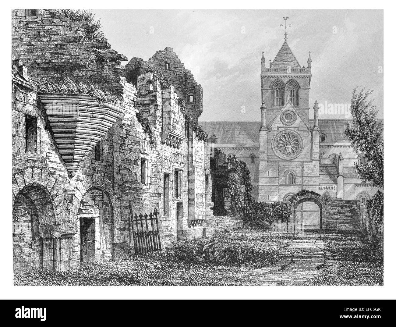 1852 Ruinen der Bischöfe Palace St. Magnus Kirkwall Kathedrale Orkney Romanesque Architektur Stockfoto
