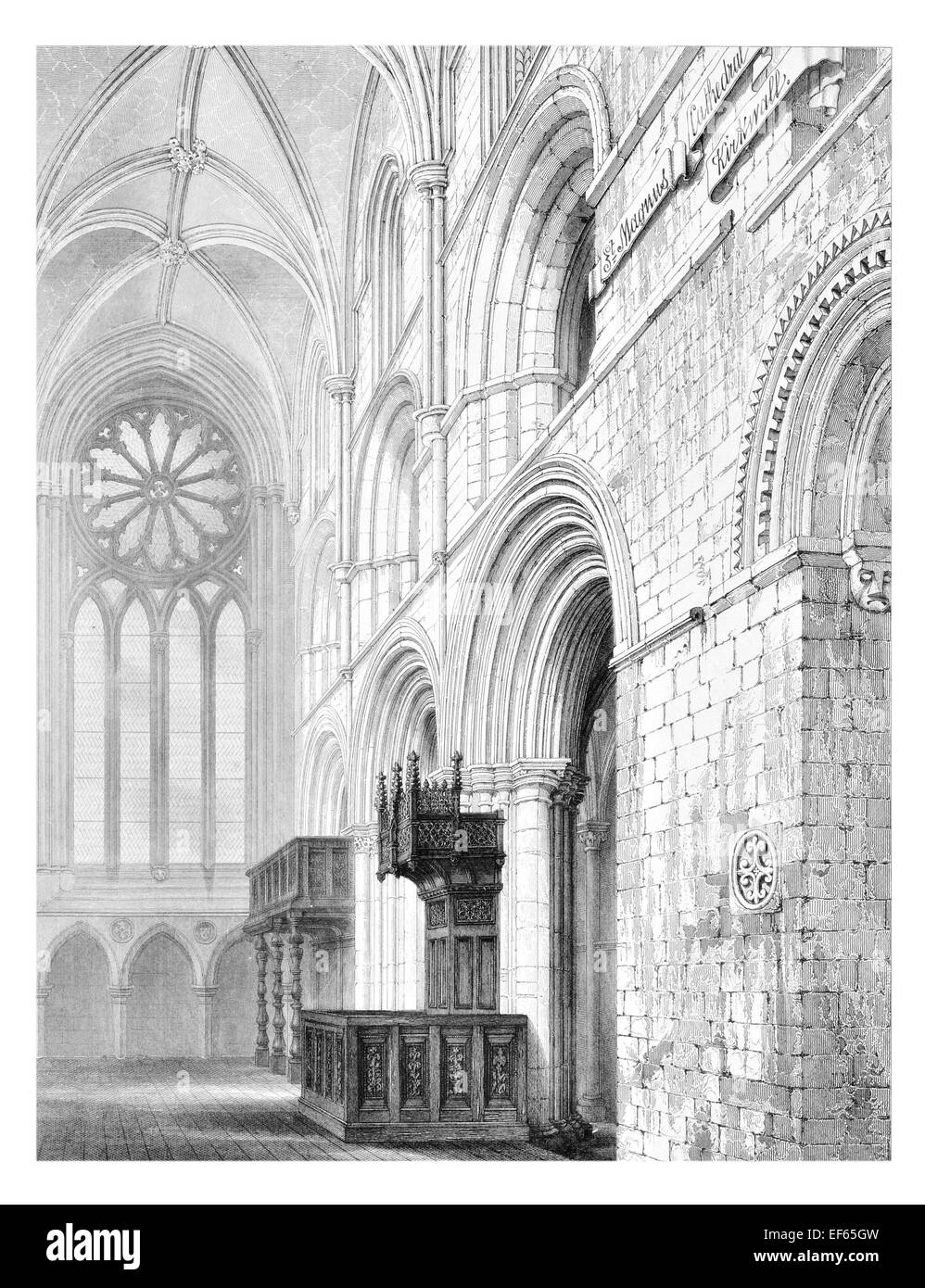 1852 Chor St. Magnus Kirkwall Kathedrale Orkney Romanesque Architektur Stockfoto