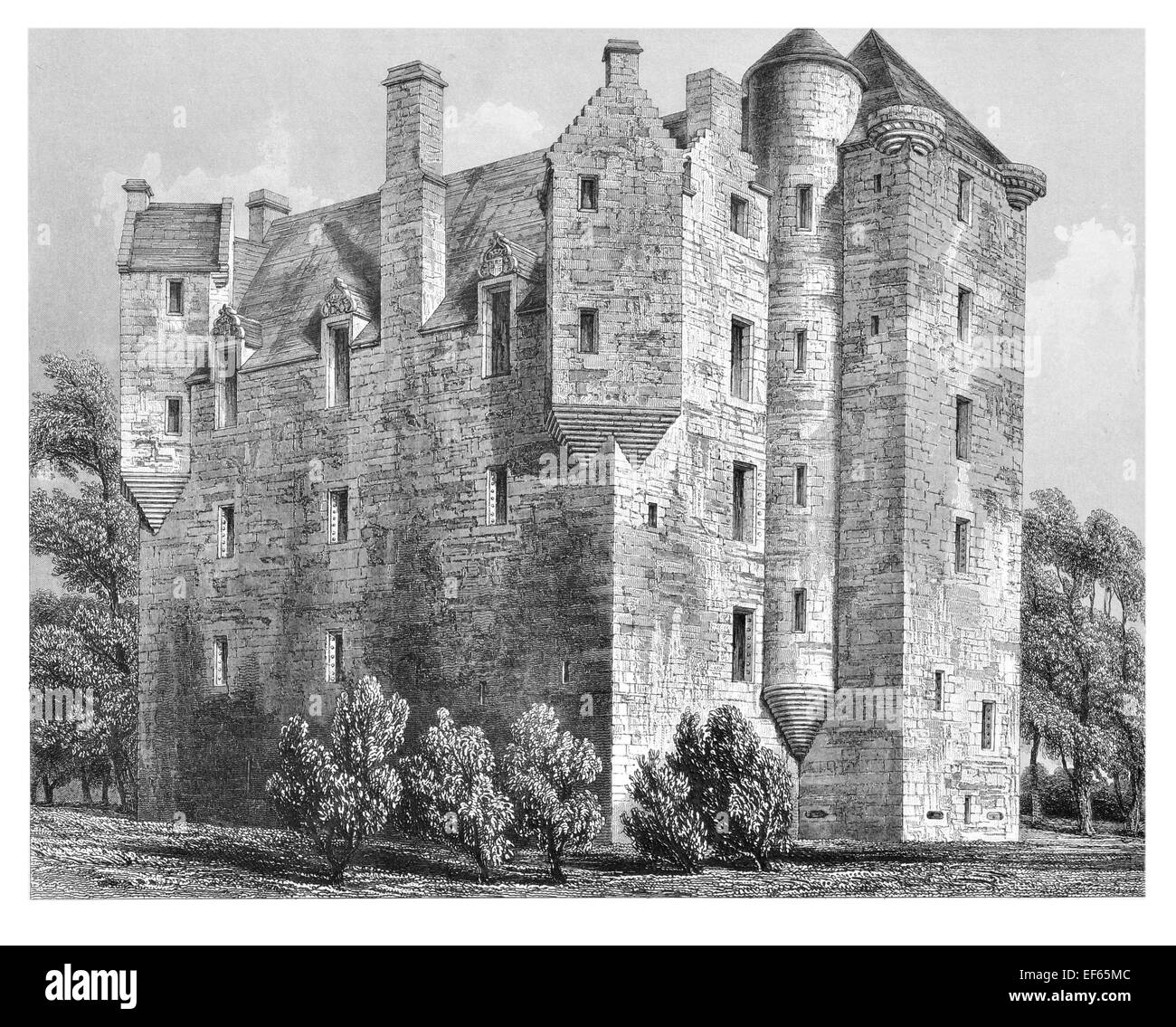 1852 Stewart Burgturm restauriert Inverness-shire.Moray Firth Ruine jetzt ruiniert Stockfoto