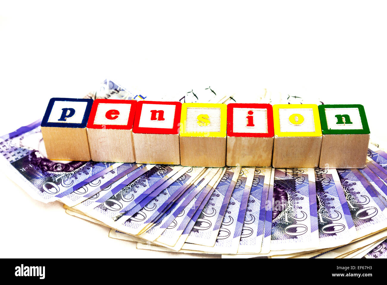Rente Fonds Release Klausel Geld Zugang geringer Absenkung weniger Geld Ausgaben schneiden schneidet Kopie Raum weißen Hintergrund ausgeben Stockfoto