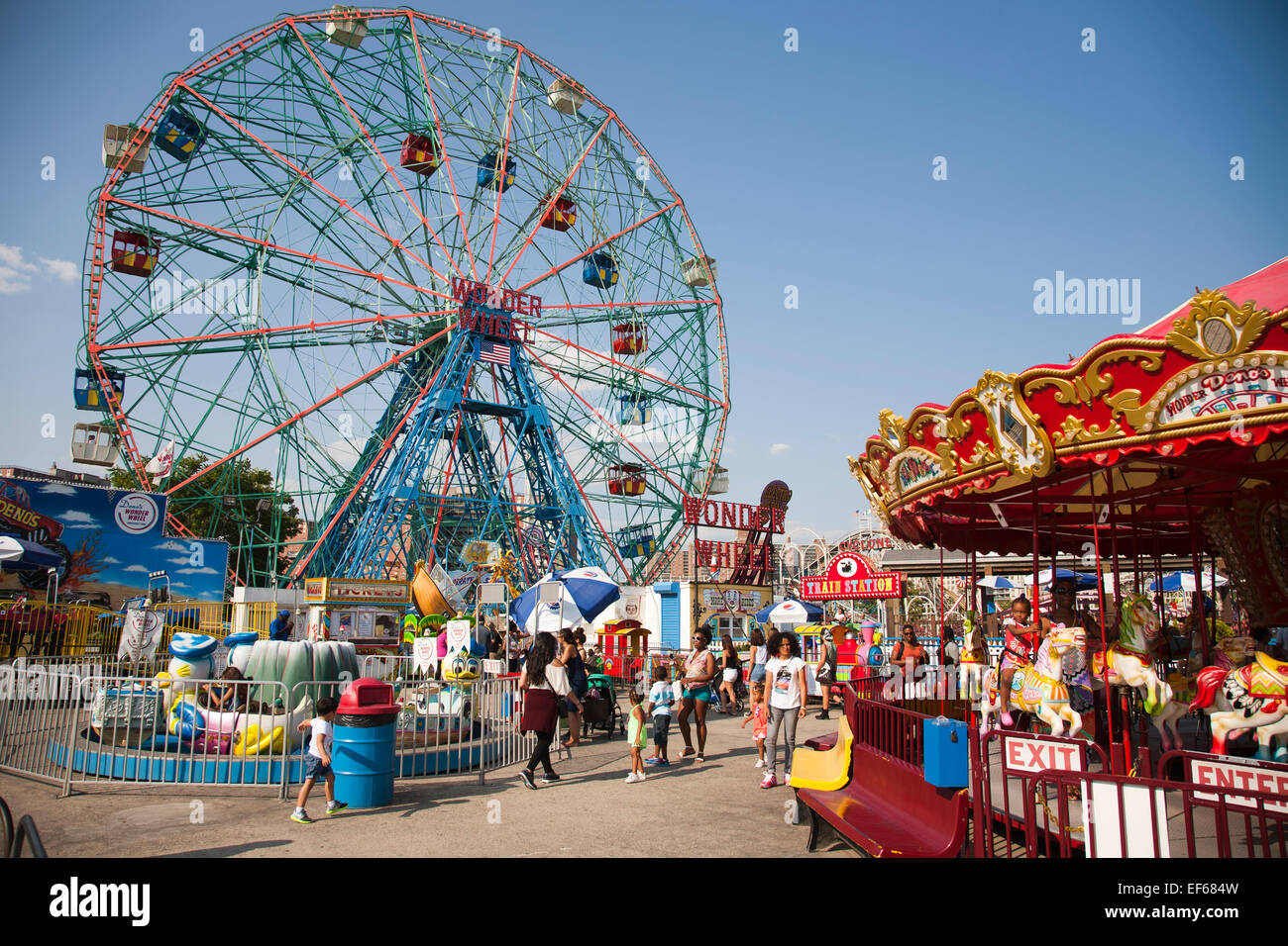 Wonder wheel, Vergnügungspark Coney Island, New York, USA, Amerika Stockfoto