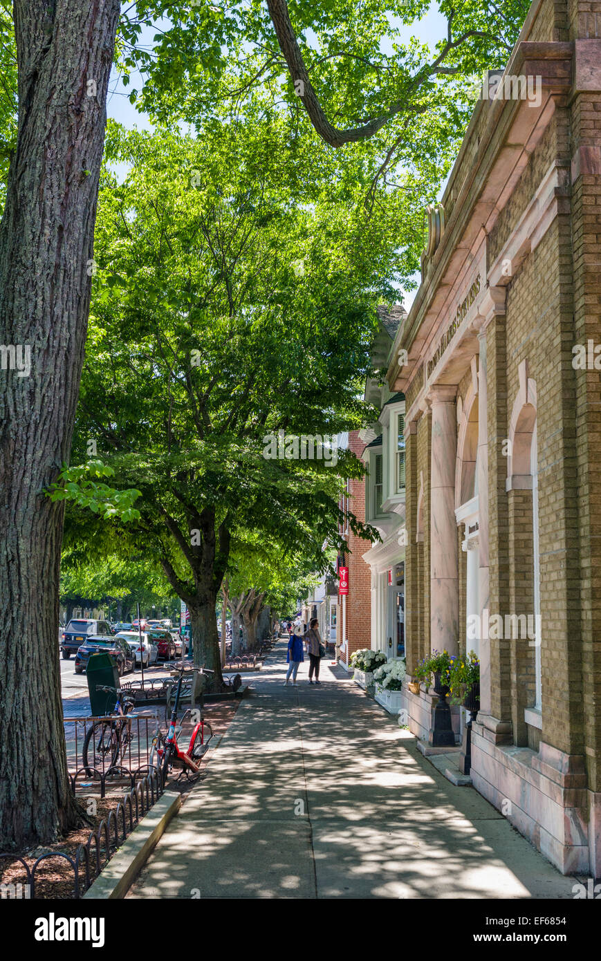Hauptstraße in das Dorf von East Hampton, Suffolk County, Long Island, NY, USA Stockfoto