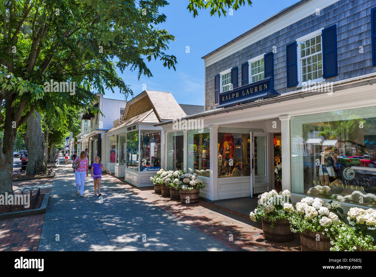 Hauptstraße in das Dorf von East Hampton, Suffolk County, Long Island, NY, USA Stockfoto