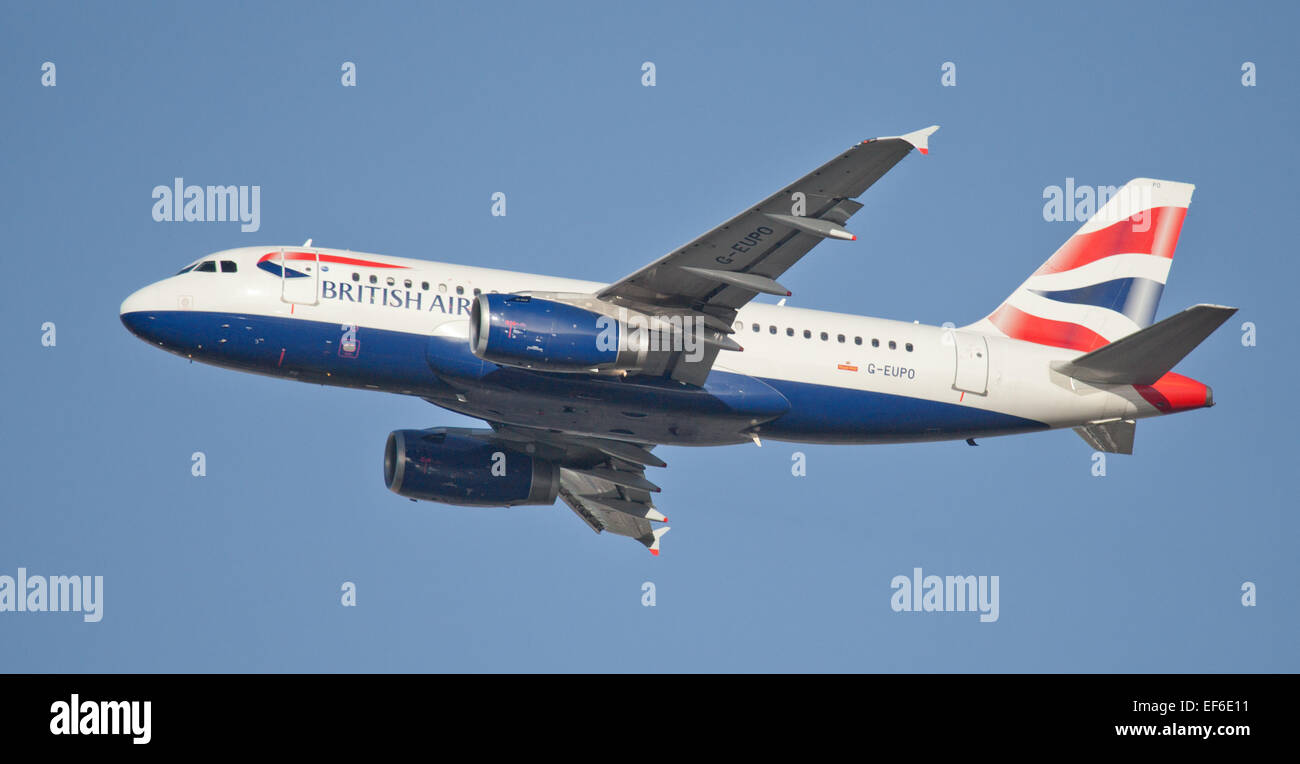 British Airways Airbus a319 G-EUPO Abfahrt Flughafen London-Heathrow LHR Stockfoto