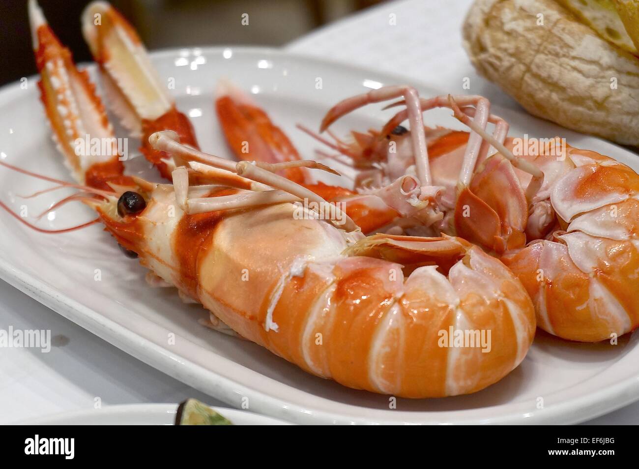 Gedämpfte frische lagostins Stockfoto